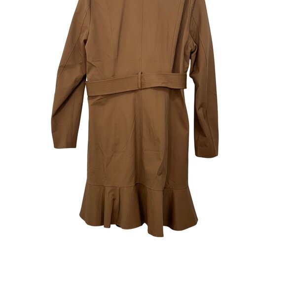 New York & Company Brown Double-Breasted Belted Trench Coat Ruffle Hem Womens XL - Picture 15 of 16